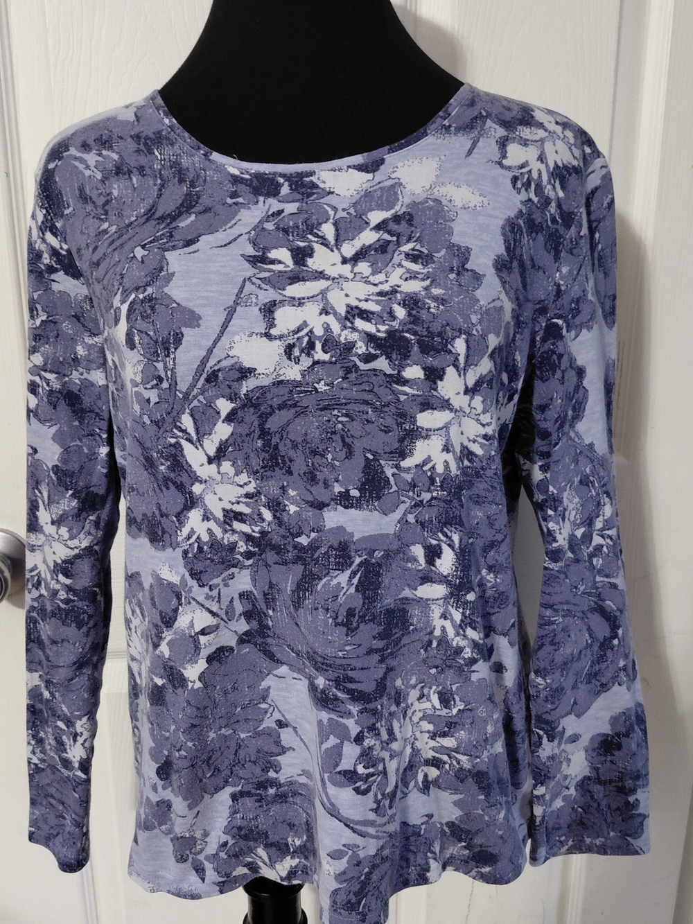 croft & barrow Blue Floral Long-Sleeve Tee